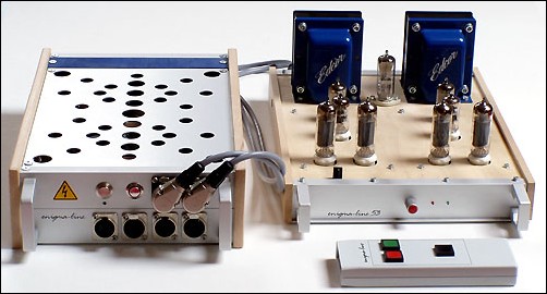 enigma-line 53 Verstärkermodul mit Edcor-Ausgangstransformatoren, Netzteilmodul und IR-Fernbedienung